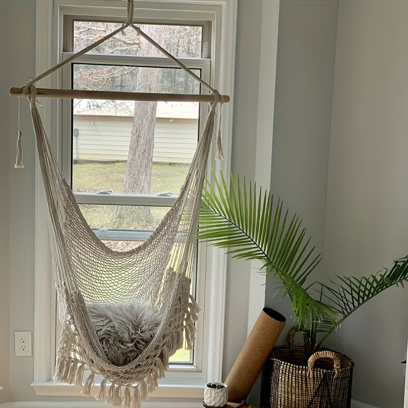 Bohemian Tassel Cotton Mesh Hanging Chair Swing Hammock