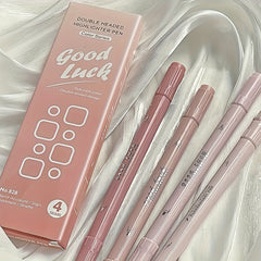 4pcs Pink Double Headed Highlighter Pens Water Based Quick Dry For School Office