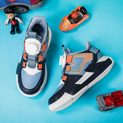 High Top Skate Shoes for Boys with Rotating Buckle Soft Sole Sneakers