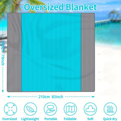 Waterproof & Sandproof Beach Blanket for 5-8 Adults, Lightweight & Portable