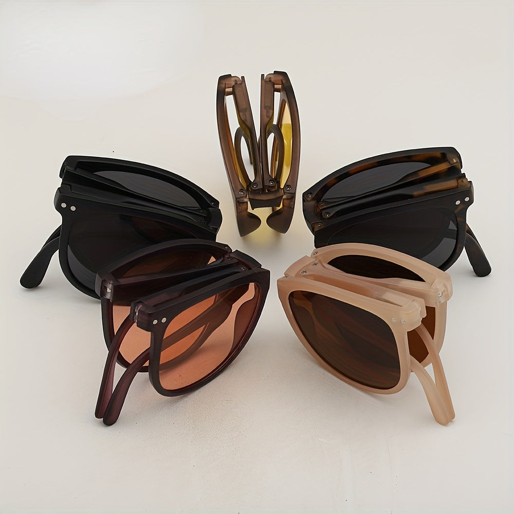 Foldable Polarized Sunglasses with Zipper Case for Travel Driving