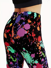 Artistic Splash Print High Waist Leggings for Women