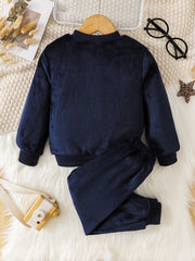 Cartoon Cat Long Sleeve Warm Fleece Pajama Set