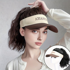 Women's Ponytail Wig Cap with Letter Embroidery Baseball Hat