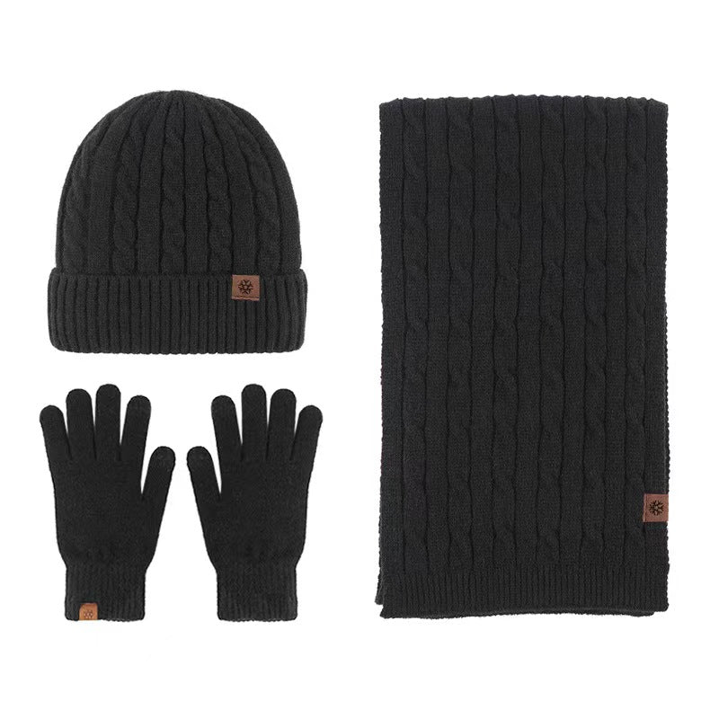 Alpaca Fleece Knitted Hat Scarf Gloves Set for Men Women