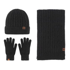 Alpaca Fleece Knitted Hat Scarf Gloves Set for Men Women