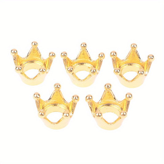 5pcs Mini Metal Crowns for Dollhouse Princess Theme Decor