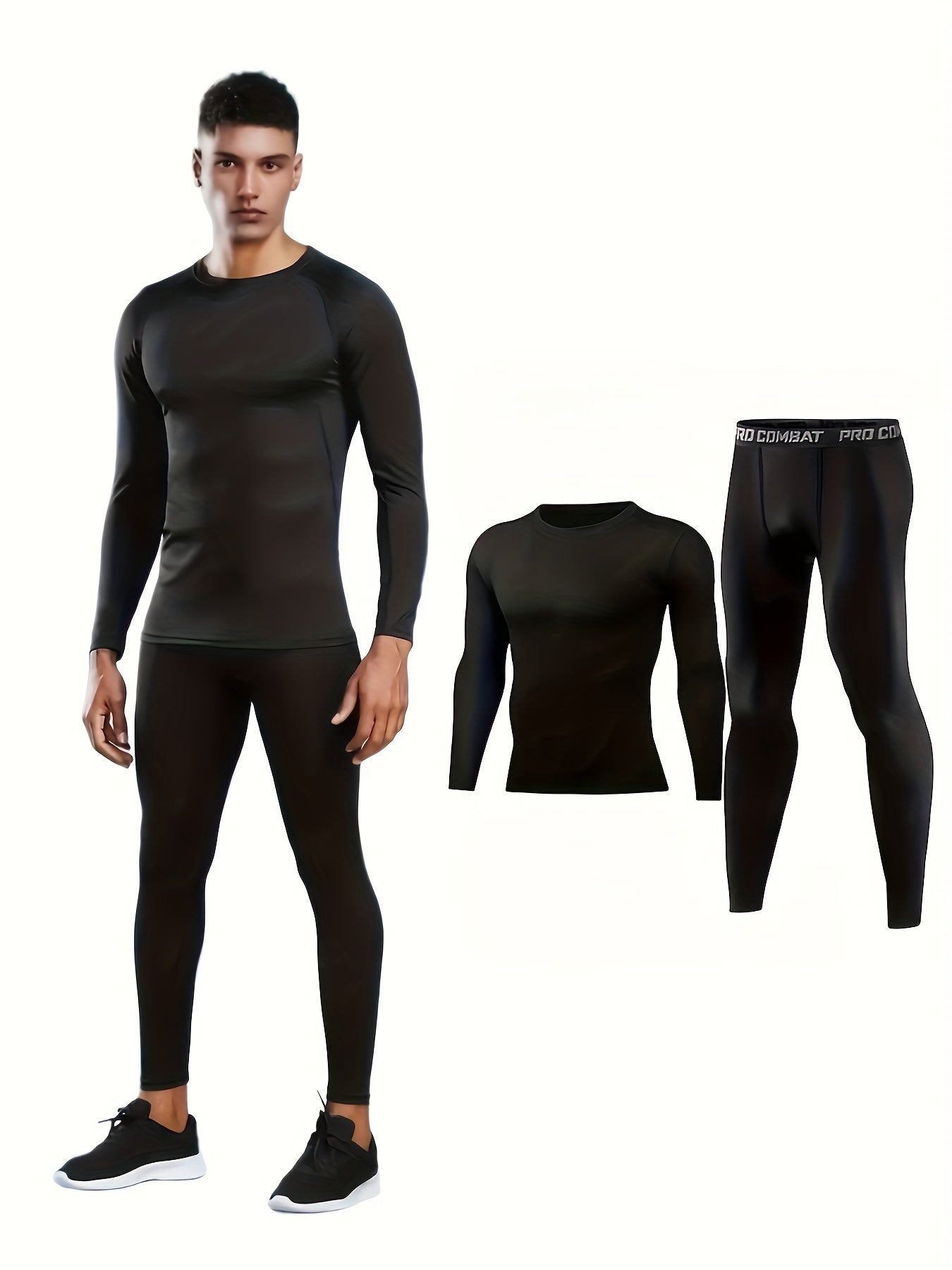 Men's Quick Dry Compression Long Sleeve Shirt & Leggings Set