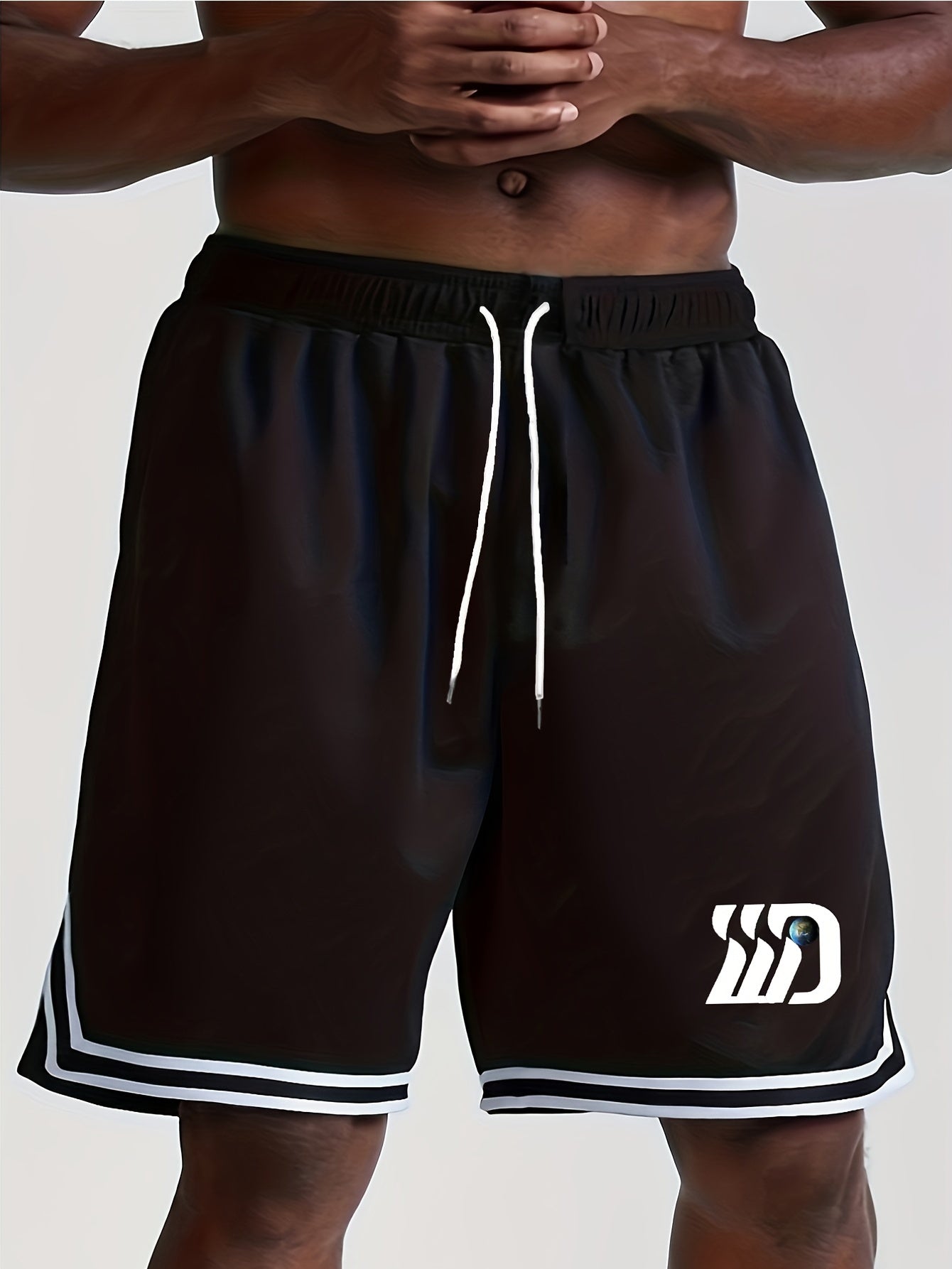 Quick Dry Men's Elastic Waist Drawstring Shorts for Summer Gym