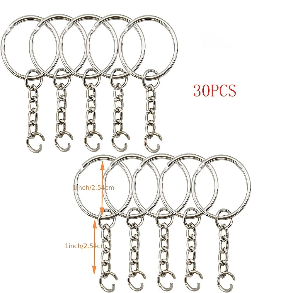 30pcs Metal Blank Keychain Bulk Split Ring DIY Key Ring Accessories