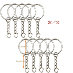 30pcs Metal Blank Keychain Bulk Split Ring DIY Key Ring Accessories