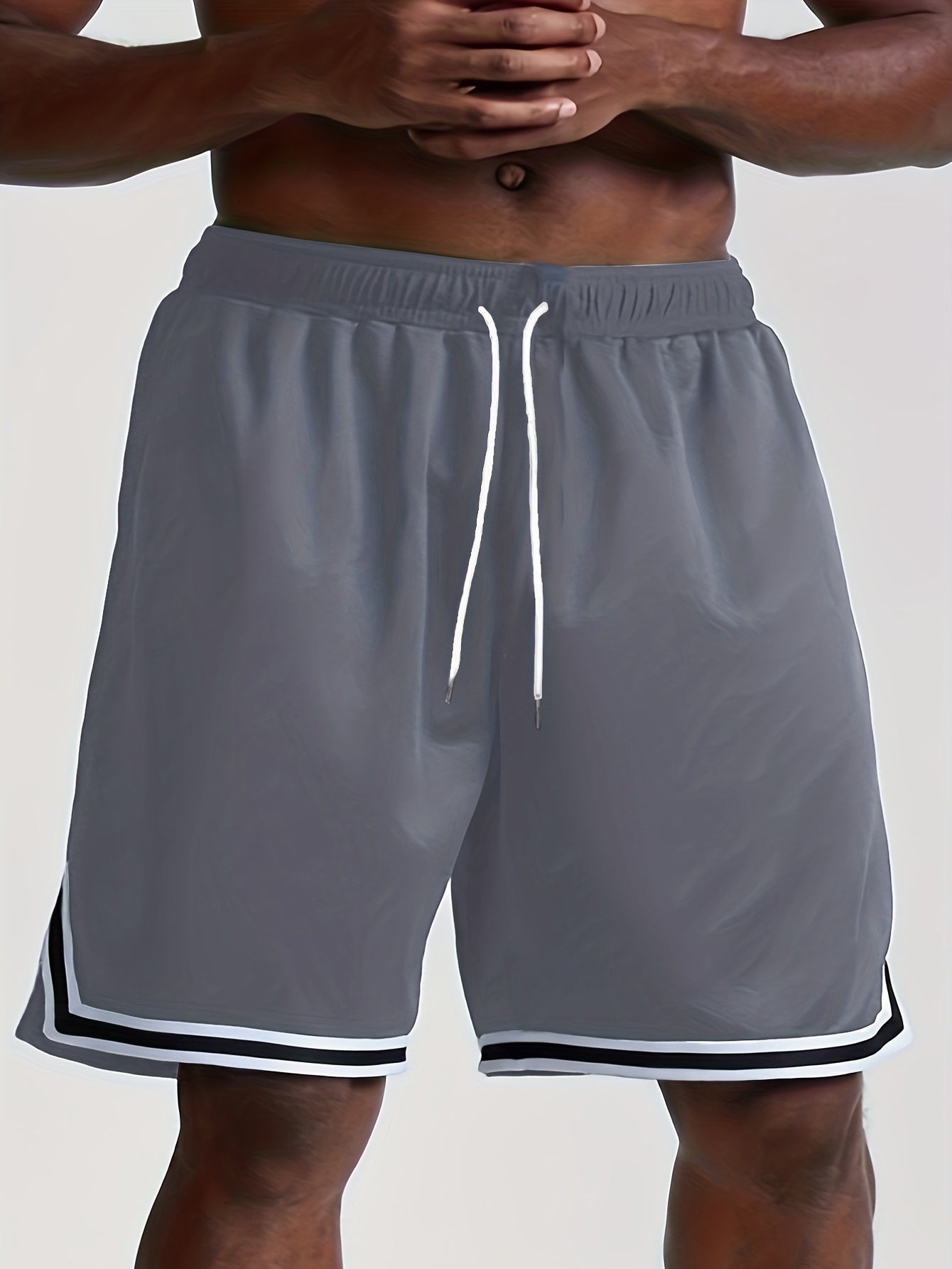 Quick Dry Men's Elastic Waist Drawstring Shorts for Summer Gym