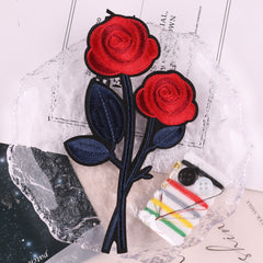 2pcs Embroidered Rose Flower Patch Iron on Model Cloth Sticker