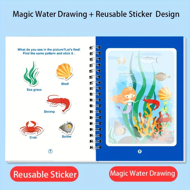 Magic Water Book Reusable Watercolor Activity Book with Waterproof Pages