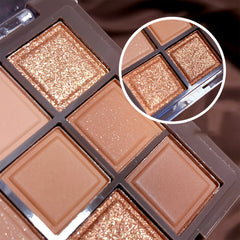 Chocolate Brown Eyeshadow Palette Matte Shimmer Glitter Waterproof