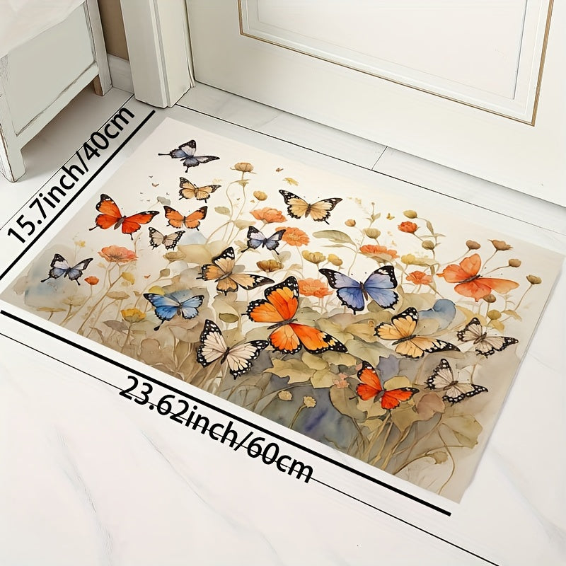 Colorful Butterfly Area Rug Decorative Carpet Polyester Textured Rug