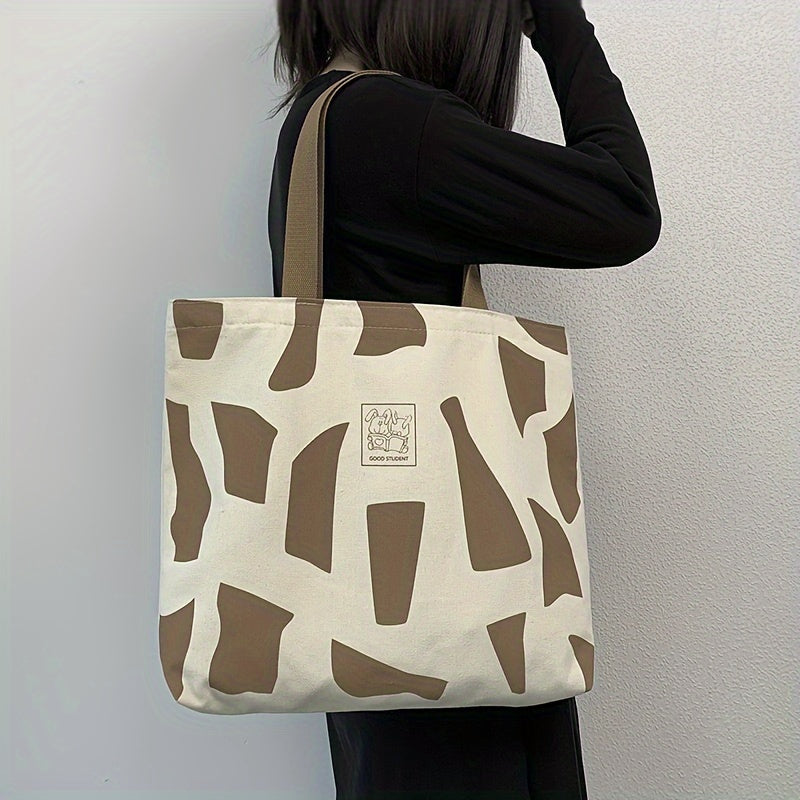 Canvas Tote Bag Large Capacity Zippered Travel Shopper