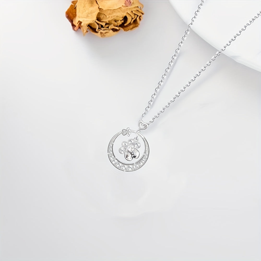 Beast Claw Round Pendant Necklace with CZ Decor