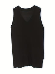 Solid V Neck Sweater Vest Sleeveless Casual Sweater