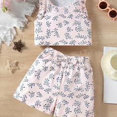 Girls' 2pc Geometric Pattern Pajama Set