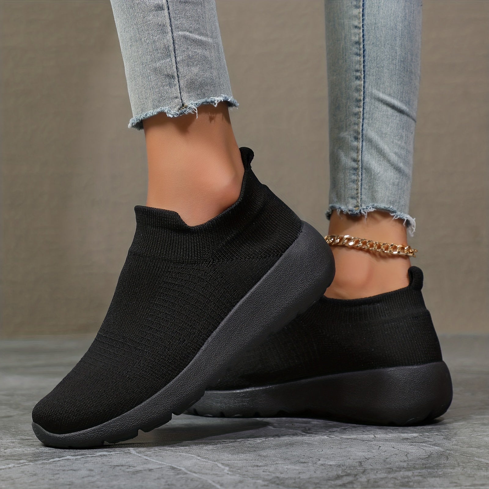 Women's Slip On Knit Socks Sneakers Breathable Flying Woven Walking Shoes