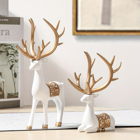 Modern Deer Wine Cabinet Set, Golden Light Style, 2pcs