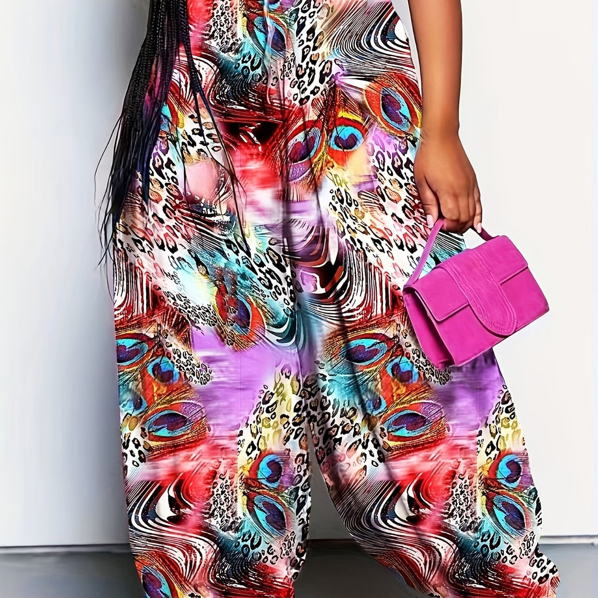  Boho Pants Women's Plus Allover Print Lantern Trousers