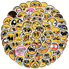 60 Adorable Yellow Face Expression Stickers for Scrapbooking and Decoration