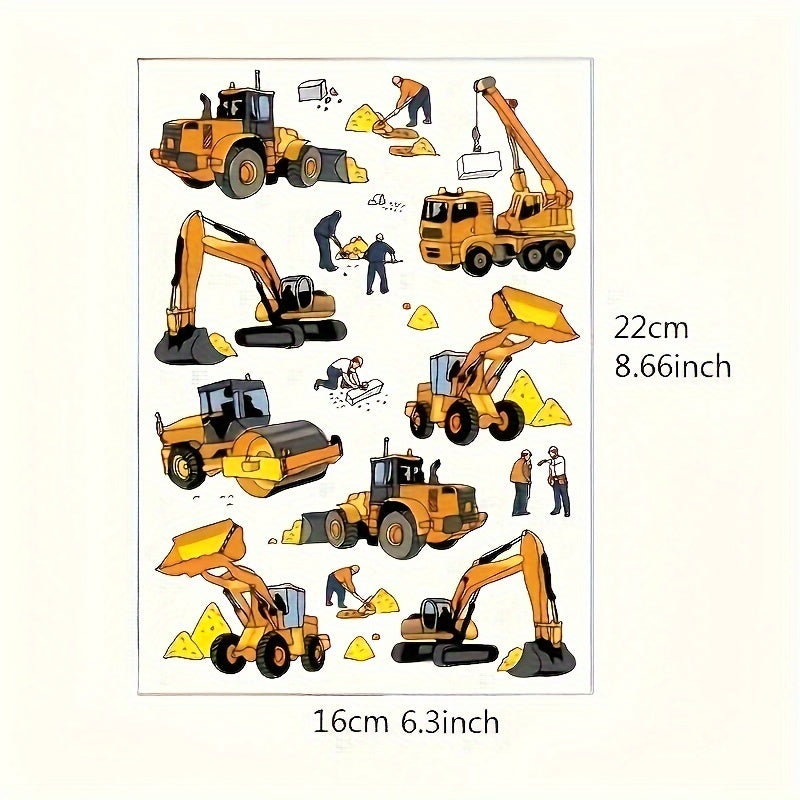 Construction Site Temporary Tattoos - Excavators, Bulldozers and More