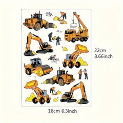 Construction Site Temporary Tattoos - Excavators, Bulldozers and More