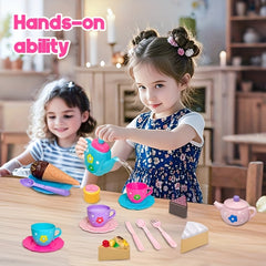 Afternoon Tea Toy Dessert Play Set Kitchenware with Spoons Cake Paper Mat