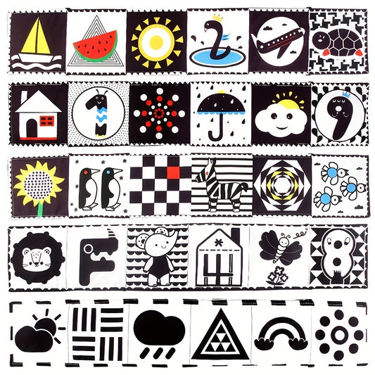 Soft Baby Cloth Book & Cards Set, High Contrast Educational Toy for Boys Girls