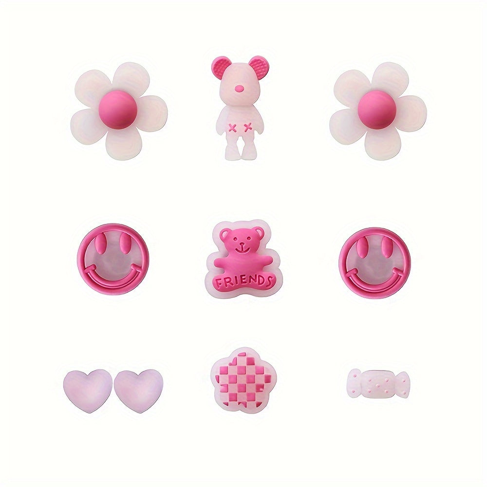 Luminous Shoe Charms Set for Crocs Clogs Slides Sandals Pink