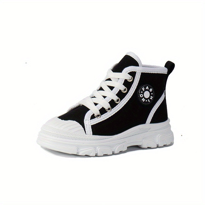 Girls High Top Canvas Sneakers Casual Anti skid Lace up Shoes