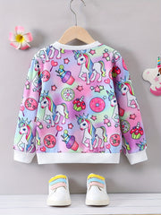 Girl's Unicorn Graphic Crew Neck Sweatshirt Top Long Sleeve Pullovers