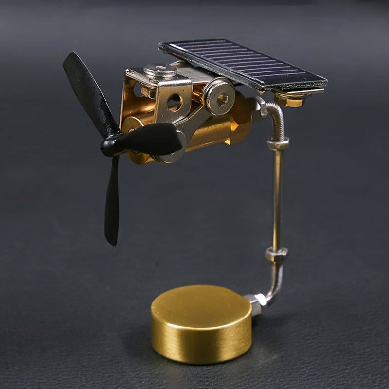 Solar Panel Copper Windmill Ornament Science Puzzle Toy Demonstration Decor