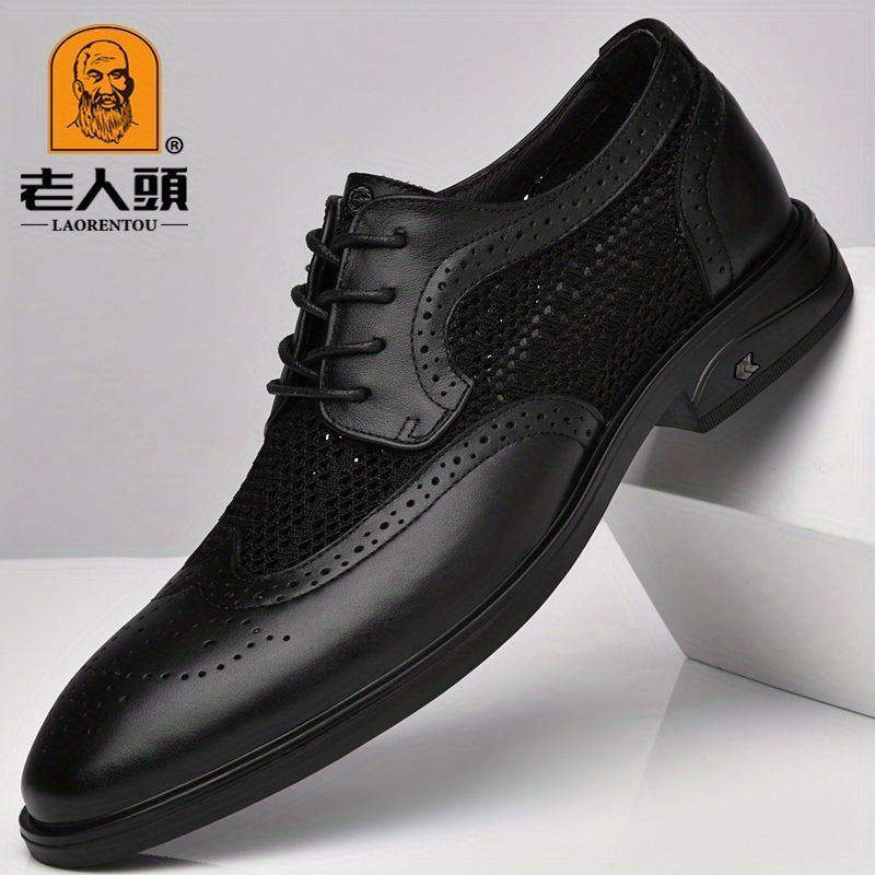 LAORENTOU Men's Brogue Mesh Dress Shoes - Wedding Business Party