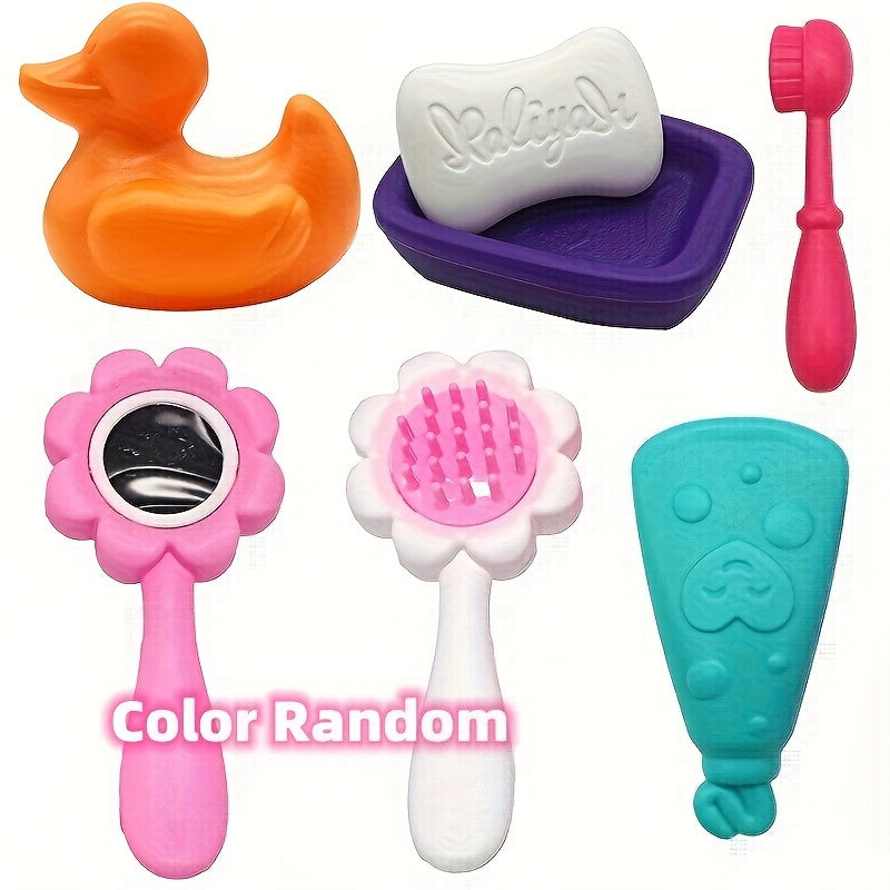 Dollhouse Bathroom Accessories Set - Comb Mirror Soap Box Toothpaste Toothbrush