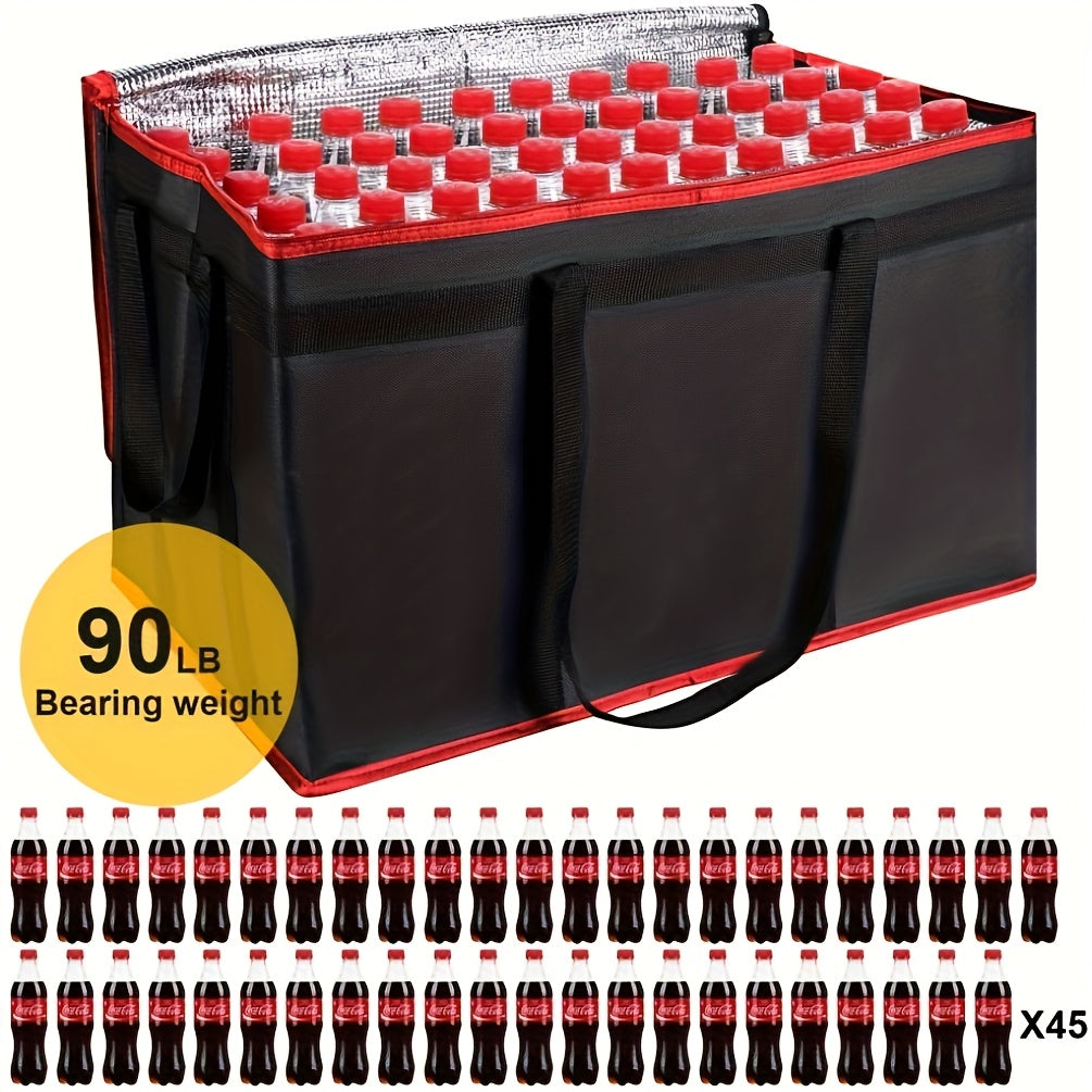 Large Insulated Food Bag with Zipper Top Reusable Washable PVC Tote for Catering