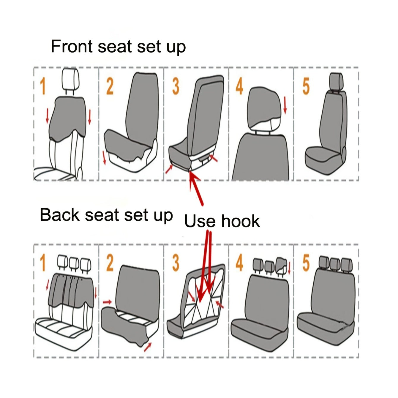Perforated Leather 4pc Suit Car Seat Cover Set Business Style PVC
