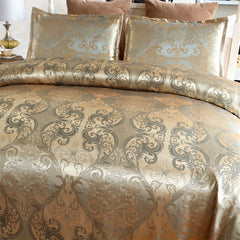 Soft Satin Jacquard Duvet Cover Set with 2 Pillowcases