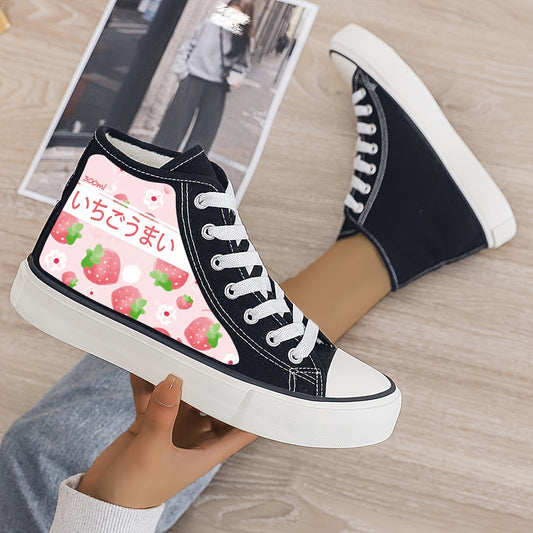 Strawberry Print Plush Lined Thermal Chunky Sneakers