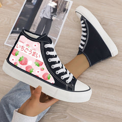 Strawberry Print Plush Lined Thermal Chunky Sneakers