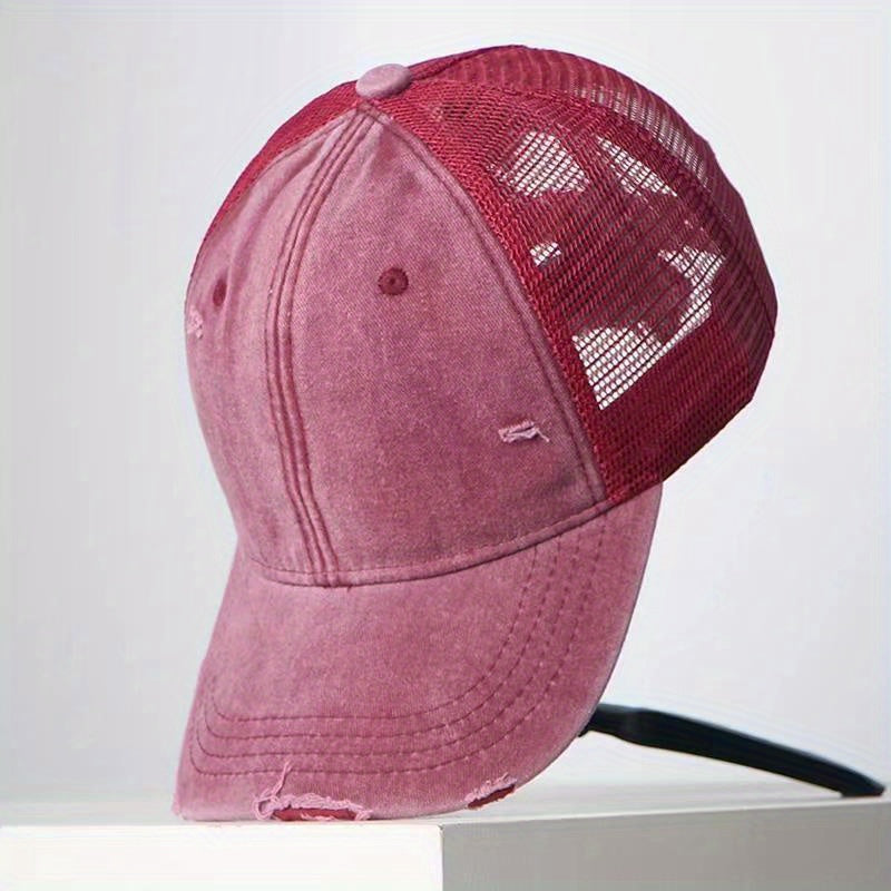 Vintage Distressed Washed Cap Mesh Board Hat for Boys Girls