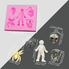 Halloween Fondant Skeleton Spider Witch Silicone Mold