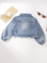 Girls' Denim Jacket Long Sleeve Top For Spring And Autumn