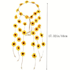 Boho Floral Headpiece For Women Girls Flower Crown Hair Rope Chain