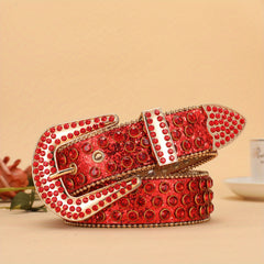 Men's PU Belt Pearlescent Sequins Faux Diamond Rhinestone Belt