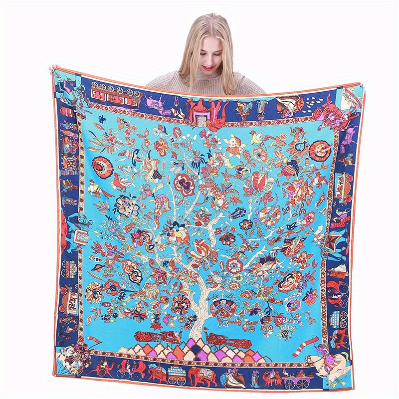 Graphic Tree Bandana Silk Tube Top Casual Shawl Scarf Wrap