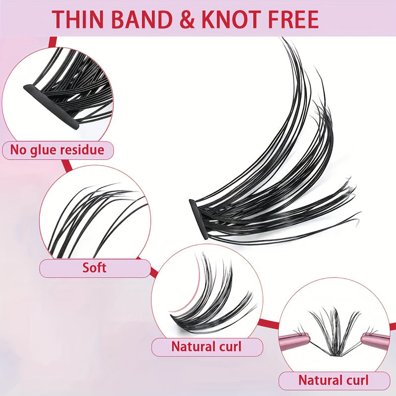 280 Pcs Cluster Lashes DIY Individual Lashes D Curling Fluffy False Eyelashes